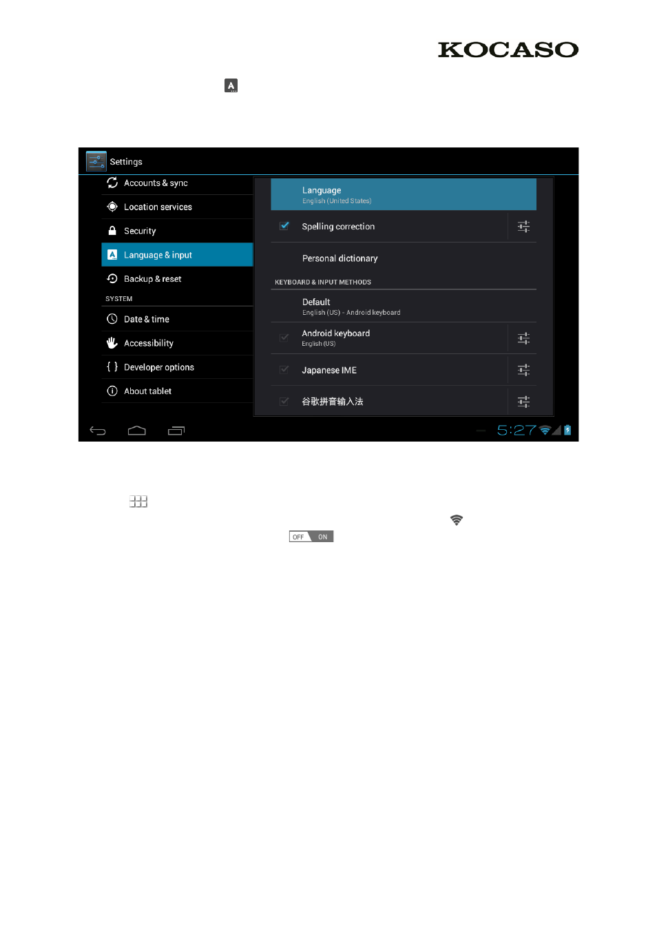 2 wi-fi settings | KOCASO MX736 User Manual | Page 9 / 13