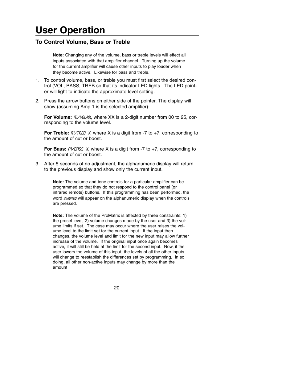 User operation | Bogen PM-3180 User Manual | Page 26 / 50