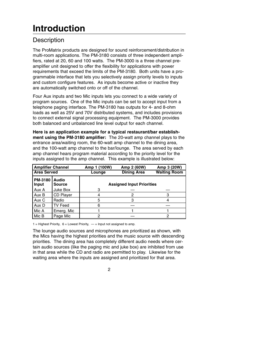 Introduction, Description | Bogen PM-3180 User Manual | Page 8 / 50