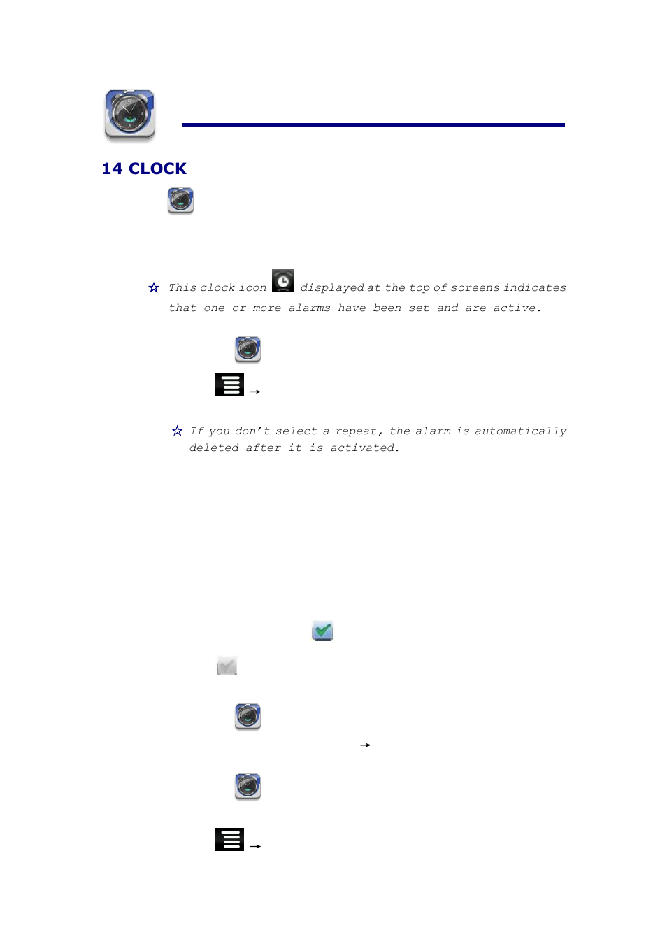 14 clock, Alarm | KOCASO NB716 User Manual | Page 14 / 31