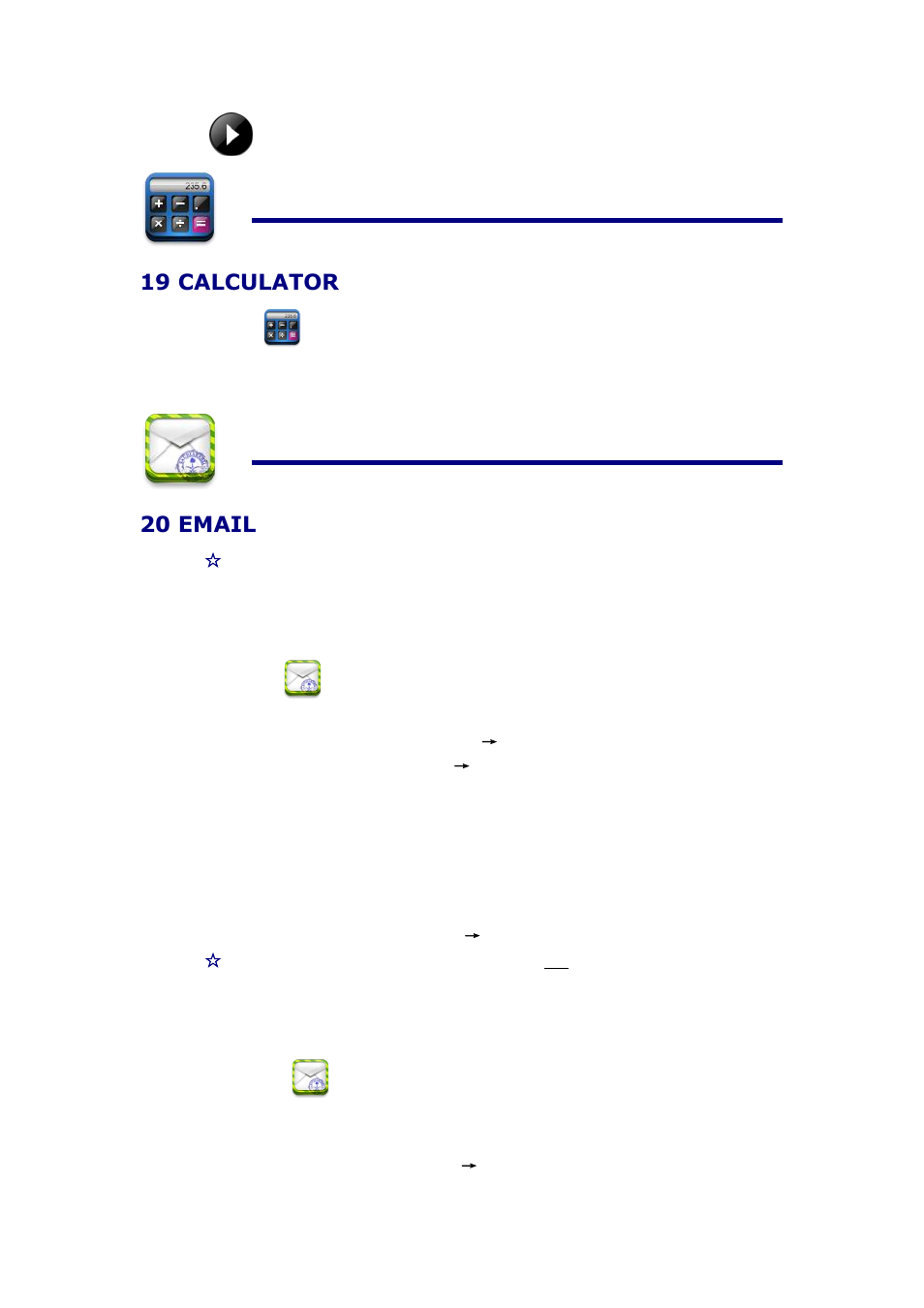 19 calculator, 20 email, Add email accounts | Email inbox | KOCASO NB716 User Manual | Page 17 / 31