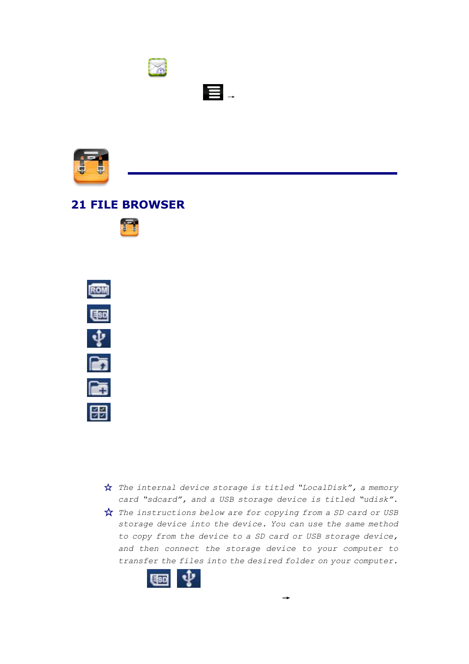 21file browser, Copy media between computer and tablet, 21 file browser | KOCASO NB716 User Manual | Page 19 / 31