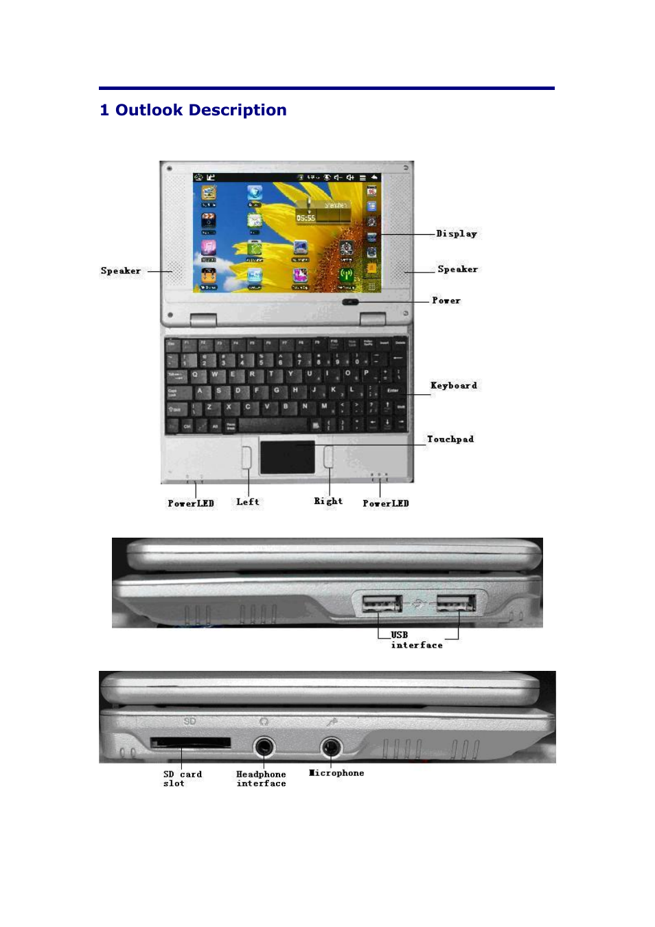 1 outlook description | KOCASO NB716 User Manual | Page 3 / 31