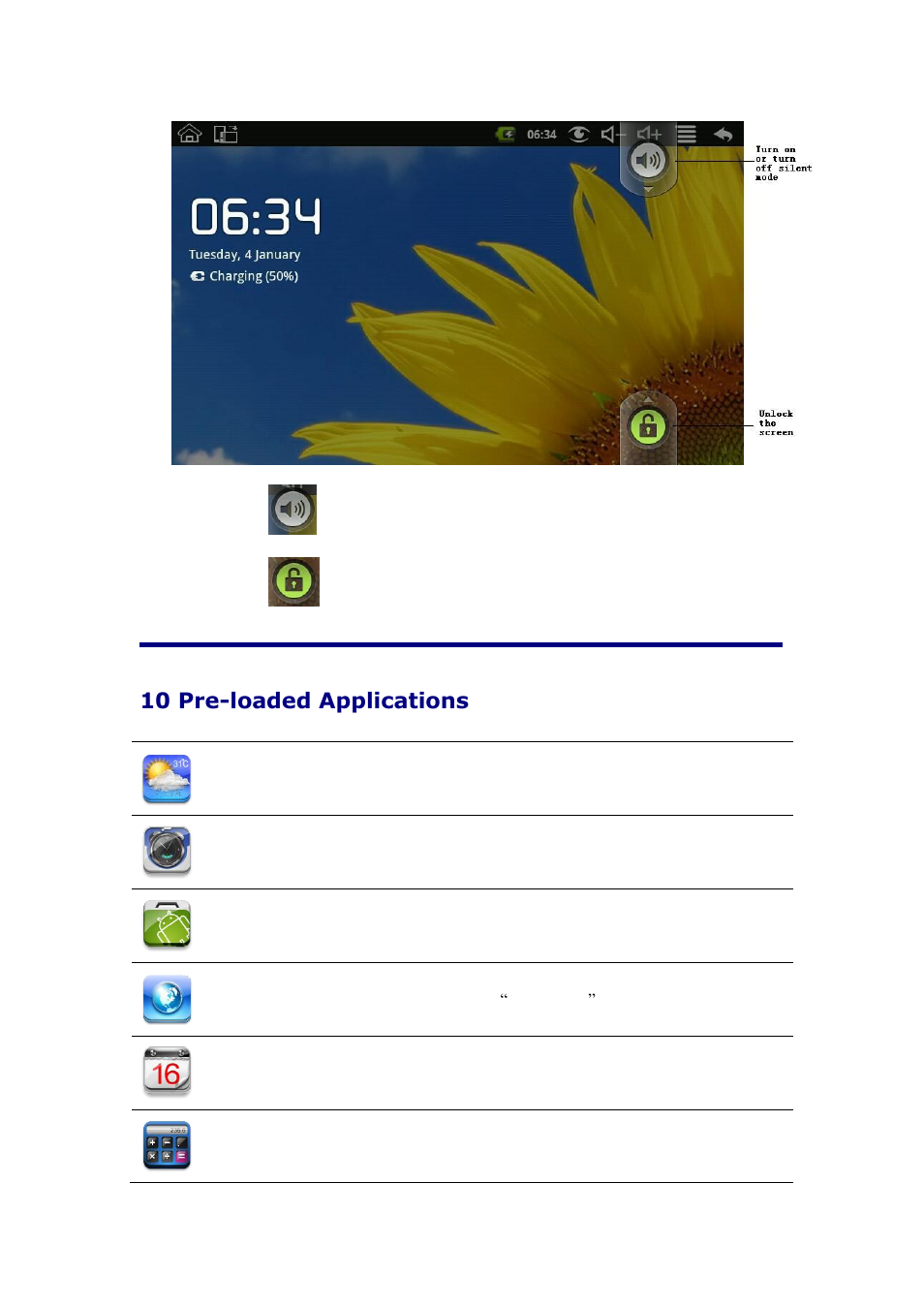 10 pre-loaded applications | KOCASO NB716 User Manual | Page 9 / 31