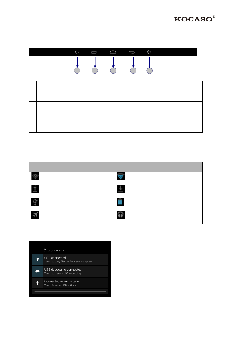 3 task bar, 4 notification & status bar | KOCASO SX9720 User Manual | Page 5 / 23