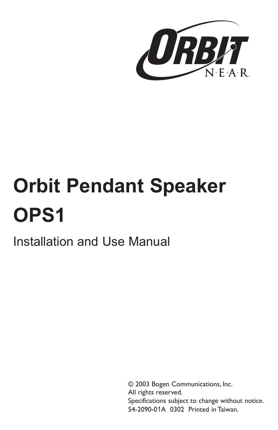Bogen NEAR ORBIT OPS1 User Manual | 8 pages