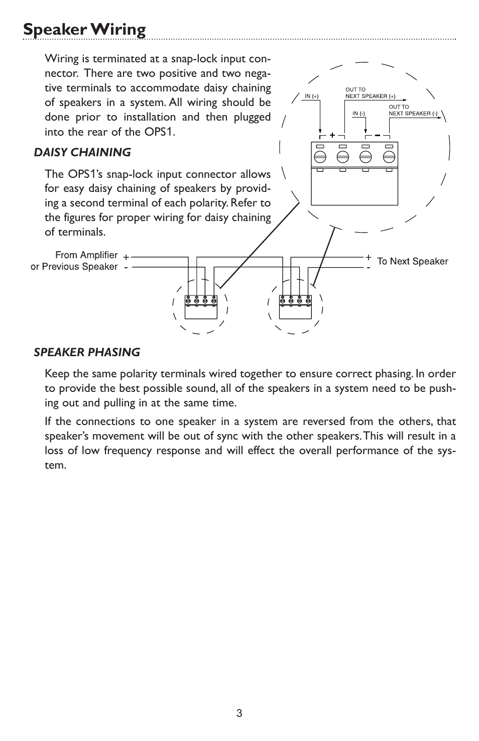 Speaker wiring | Bogen NEAR ORBIT OPS1 User Manual | Page 5 / 8