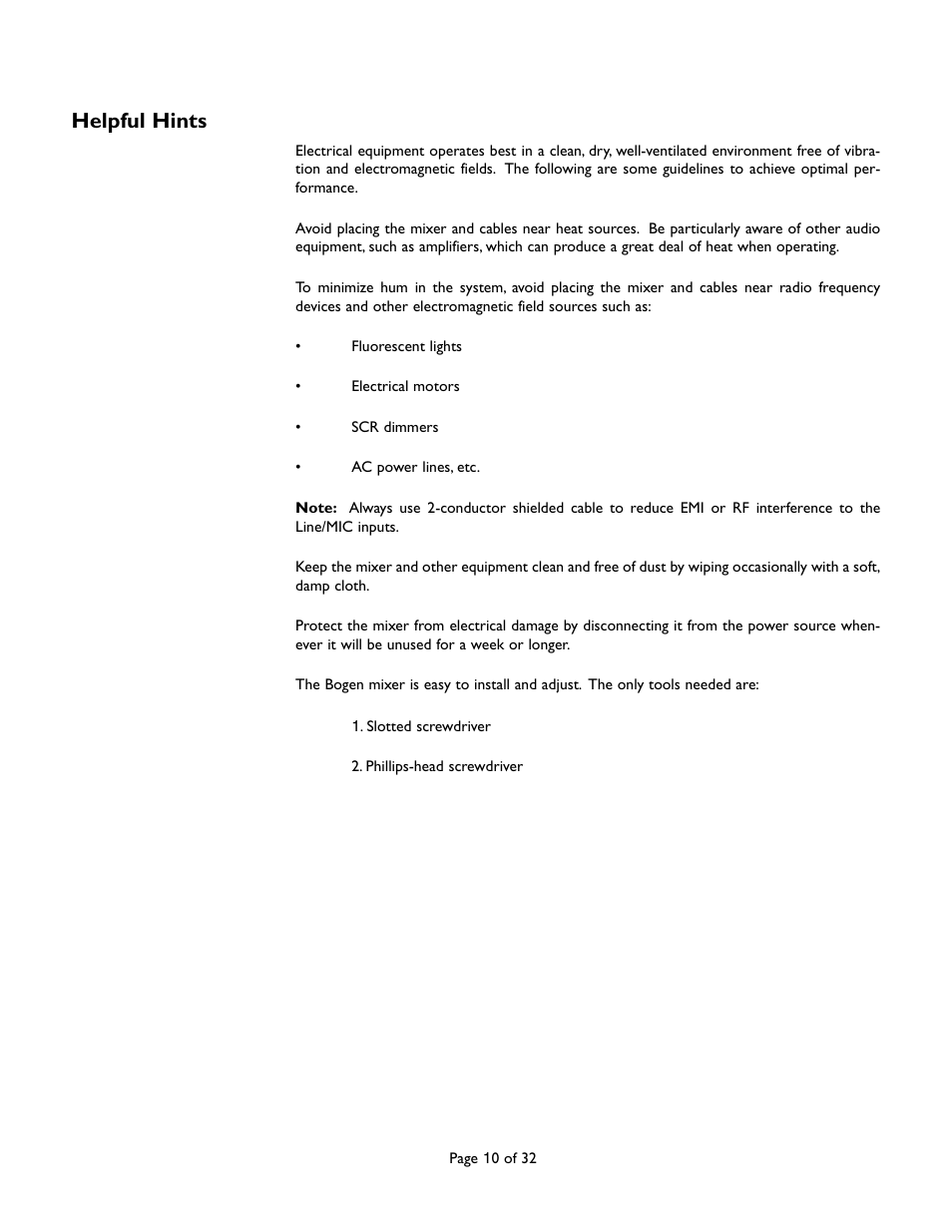 Helpful hints | Bogen CAM8 User Manual | Page 10 / 32