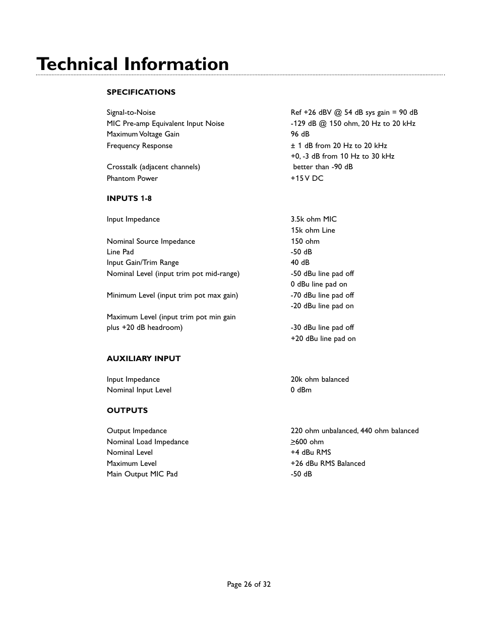 Technical information | Bogen CAM8 User Manual | Page 26 / 32