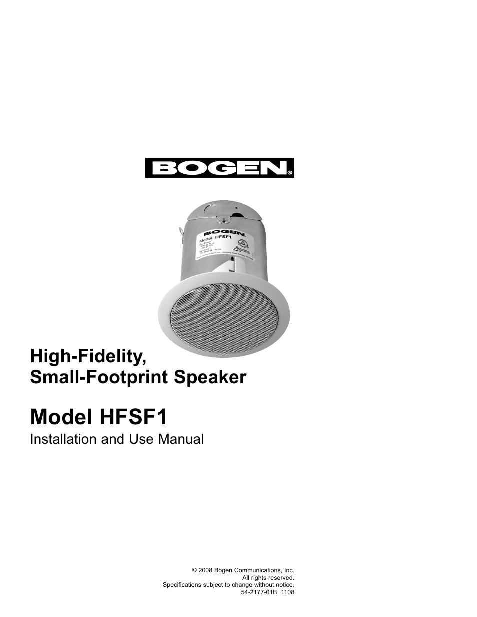 Bogen HFSF1 User Manual | 8 pages