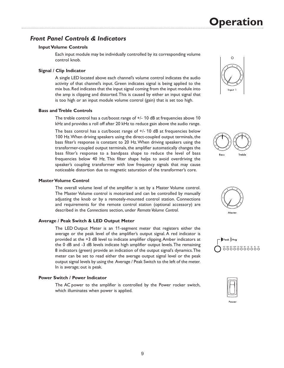 Operation, Front panel controls & indicators | Bogen WV150 User Manual | Page 11 / 17