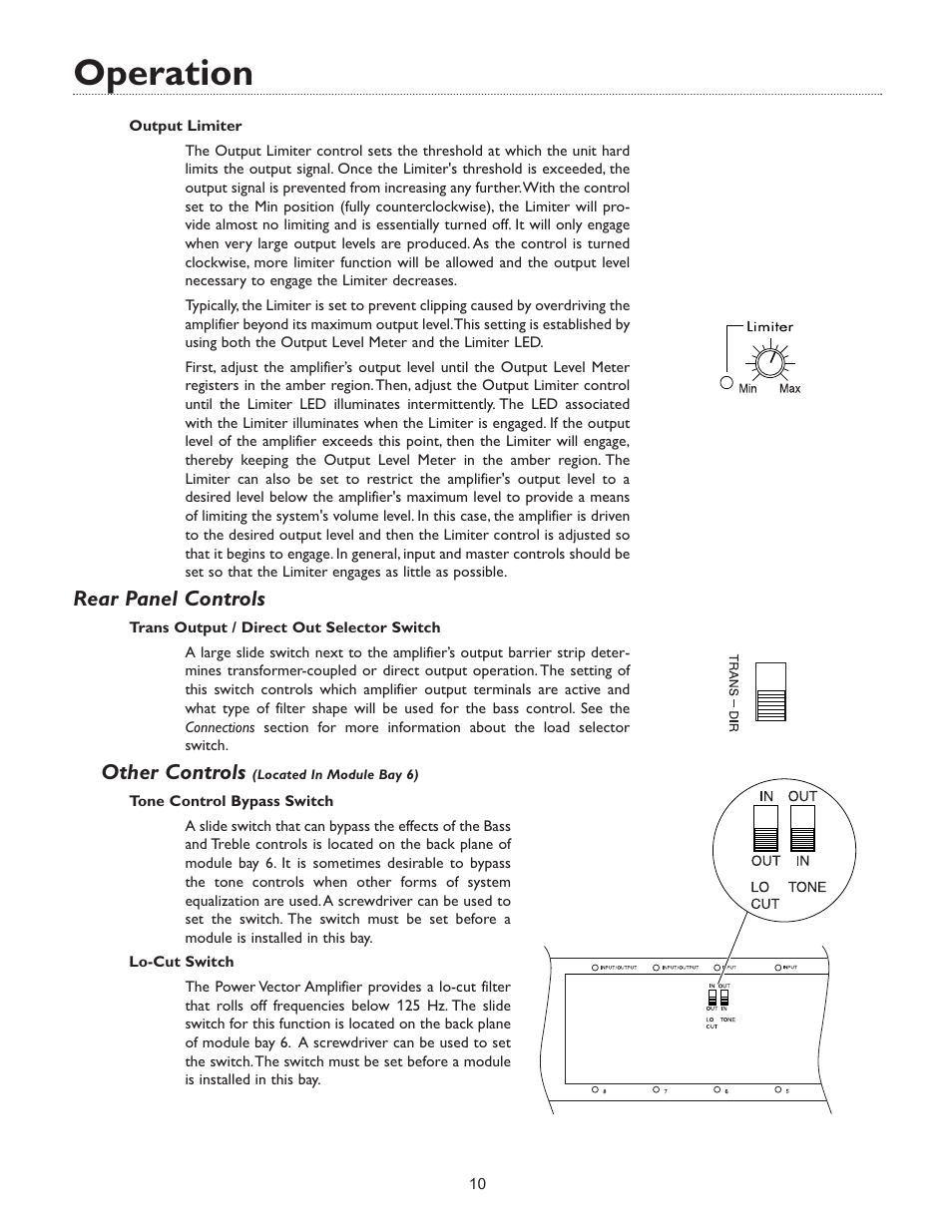 Operation, Rear panel controls, Other controls | Bogen WV150 User Manual | Page 12 / 17