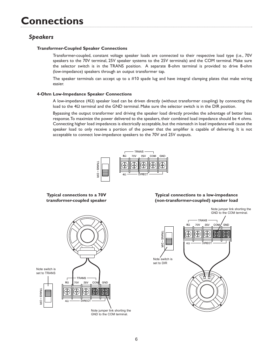 Connections, Speakers | Bogen WV150 User Manual | Page 8 / 17