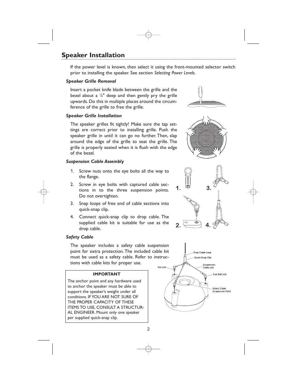 Speaker installation | Bogen 700286206 User Manual | Page 4 / 8