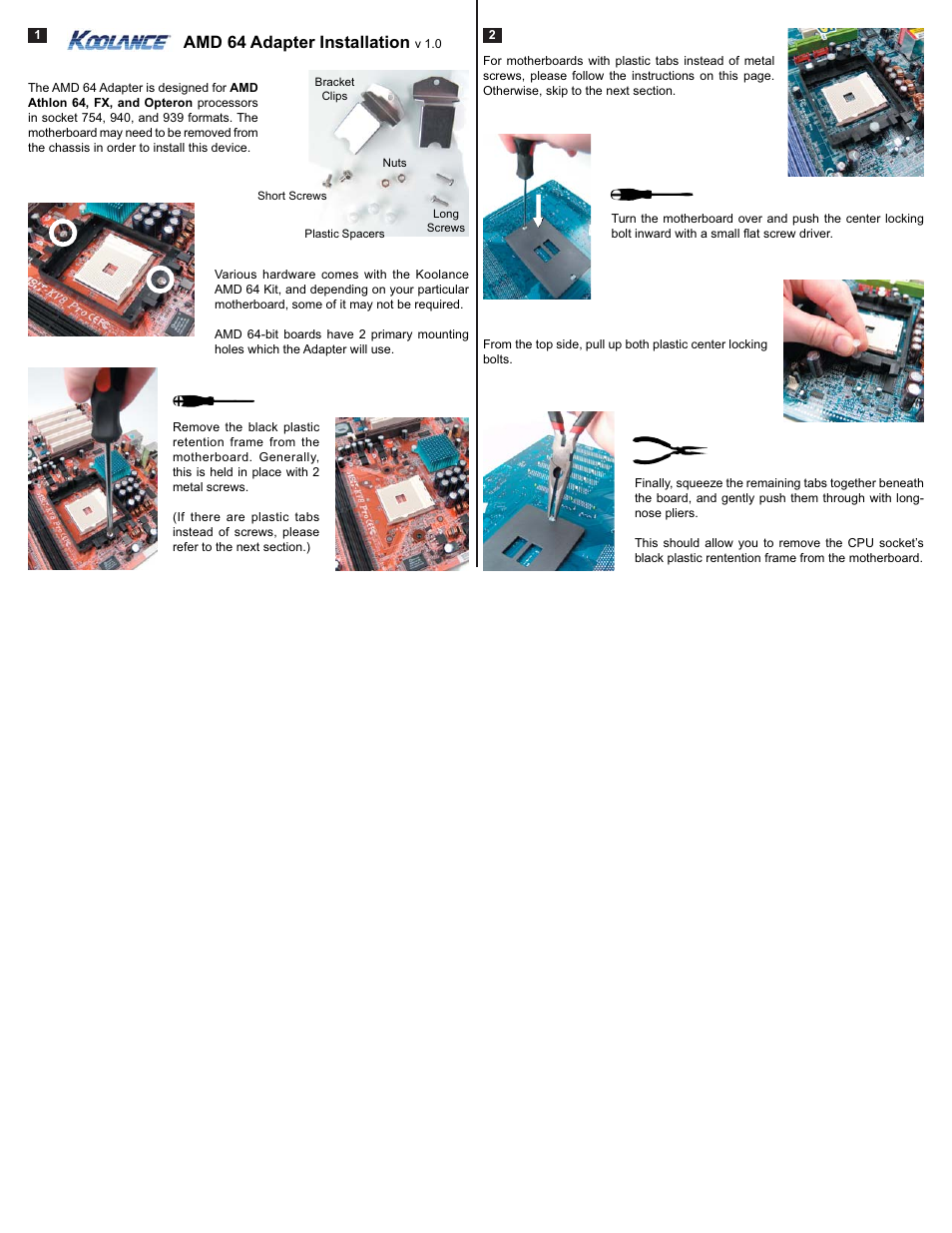 Koolance AMD 64 Adapter User Manual | 2 pages