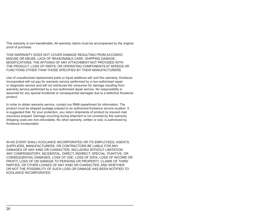Limited warranty disclaimer | Koolance ERM-2K3UCU User Manual | Page 17 / 17