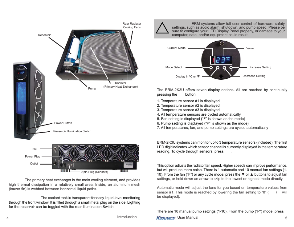 Erm-2k3u system diagram, Led display panel | Koolance ERM-2K3UCU User Manual | Page 6 / 17