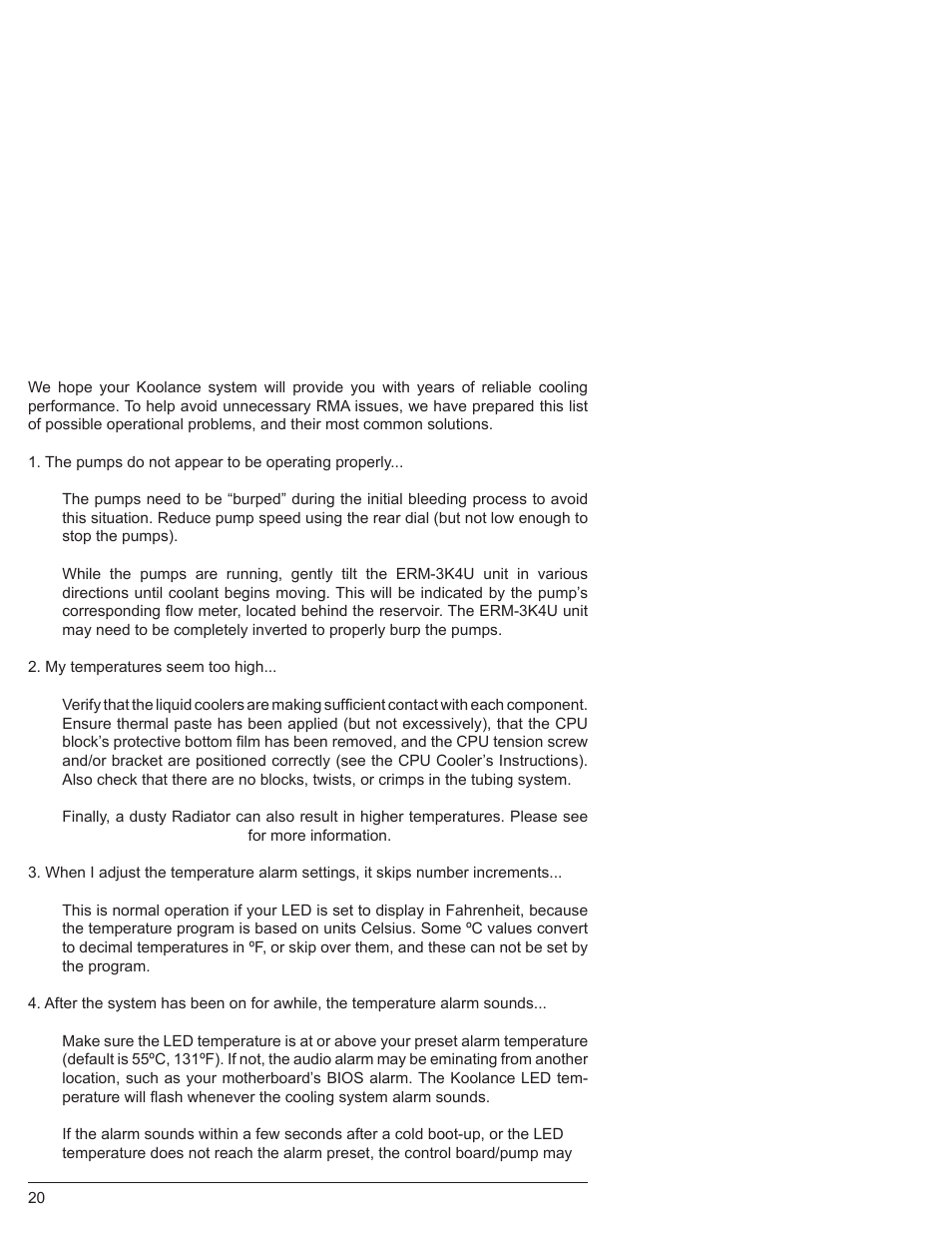 Troubleshooting | Koolance ERM-3K4U5 User Manual | Page 25 / 29