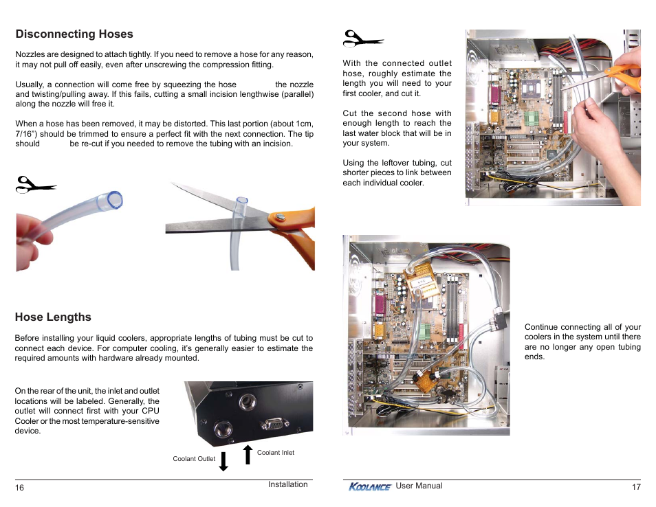 Disconnecting hoses hose lengths | Koolance EX2-755-R User Manual | Page 12 / 16