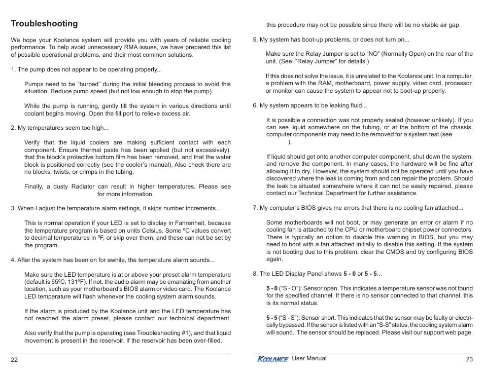 Troubleshooting | Koolance EX2-755-R User Manual | Page 15 / 16