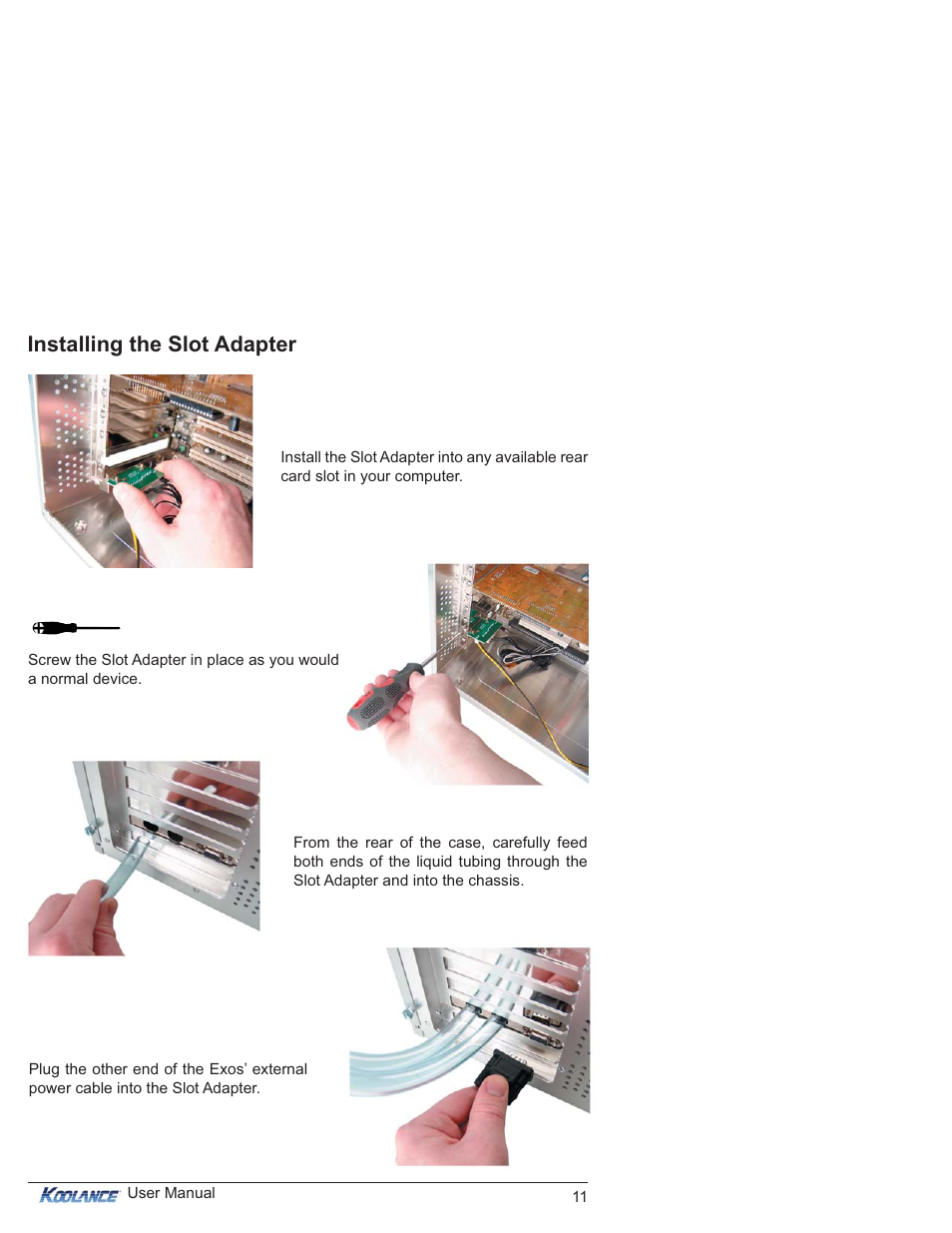 Installing the slot adapter | Koolance EX2-750SL User Manual | Page 16 / 32