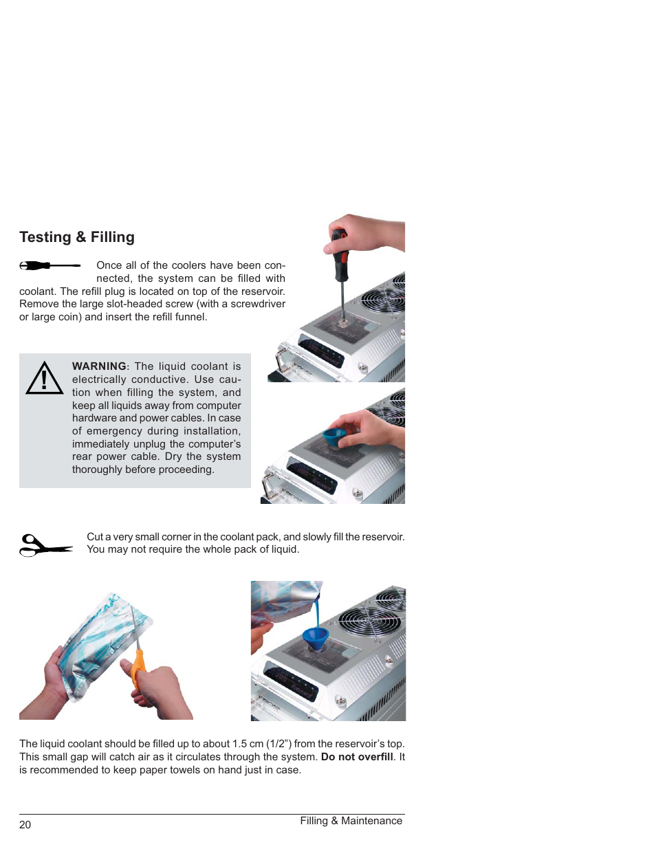 Testing & filling | Koolance EX2-750SL User Manual | Page 25 / 32