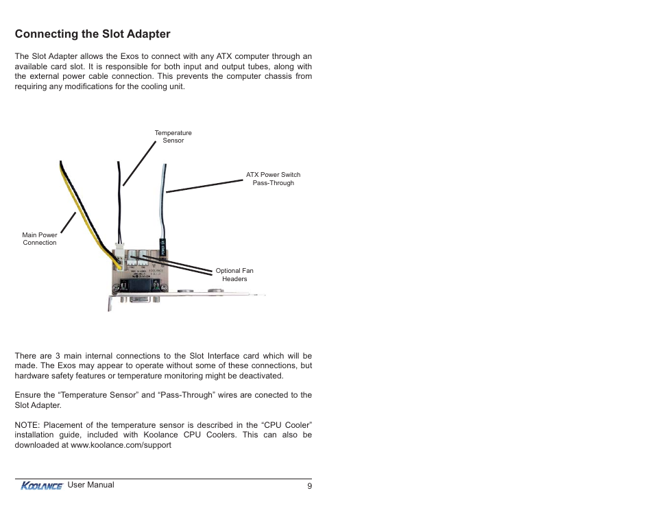 Connecting the slot adapter | Koolance EXT-400SL User Manual | Page 14 / 30