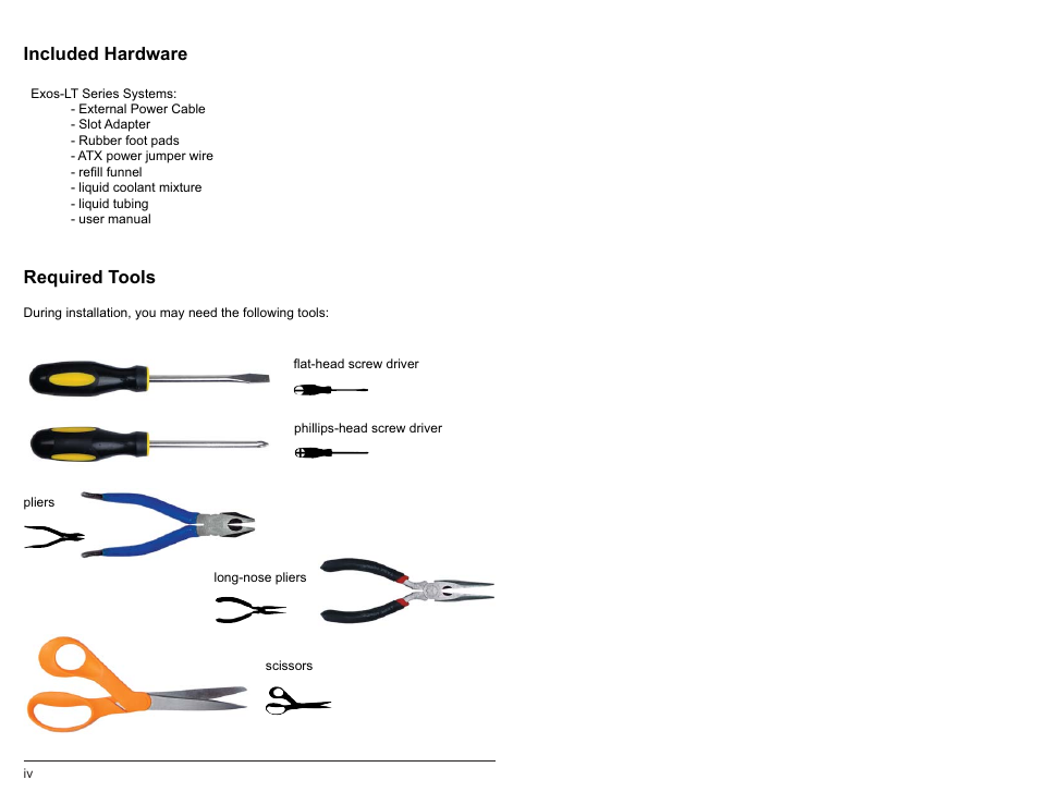 Included hardware, Required tools | Koolance EXT-400SL User Manual | Page 5 / 30