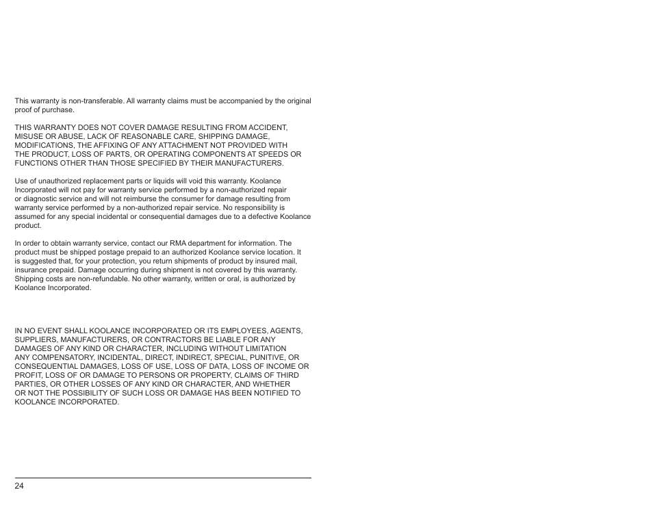 Limited warranty disclaimer | Koolance EXT-440CU-R User Manual | Page 16 / 16
