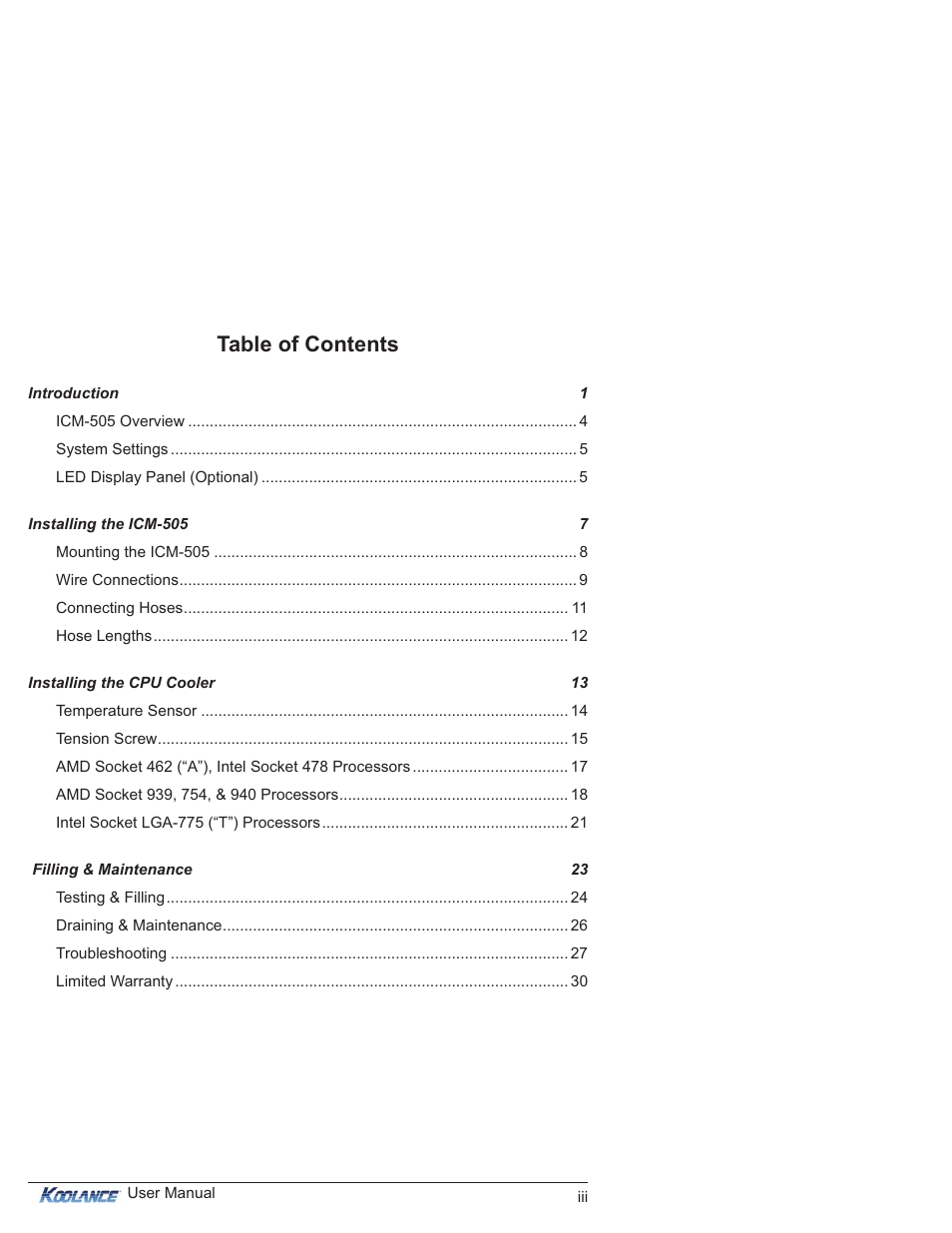 Koolance ICM-505 User Manual | Page 4 / 36