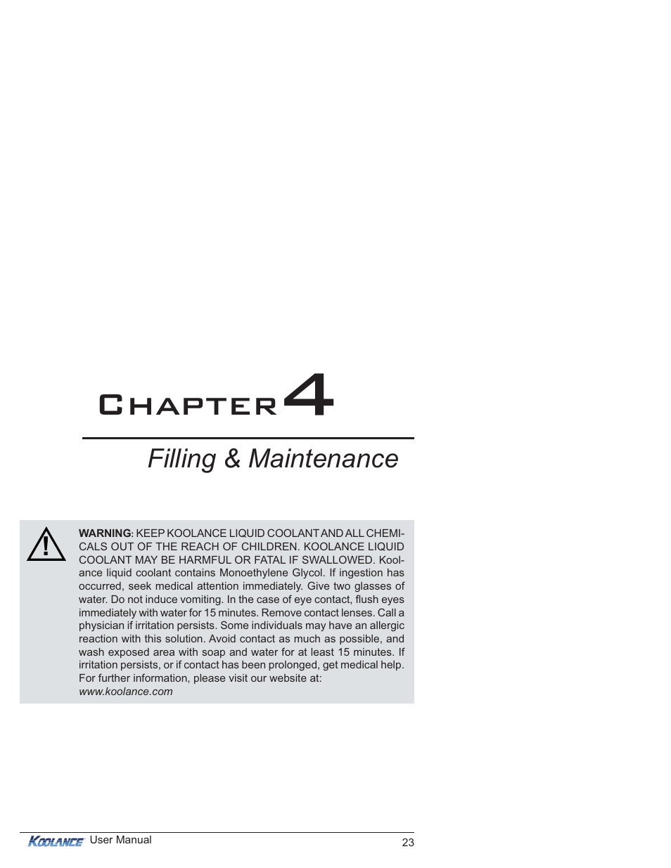 Chapter, Filling & maintenance | Koolance ICM-510 User Manual | Page 28 / 36