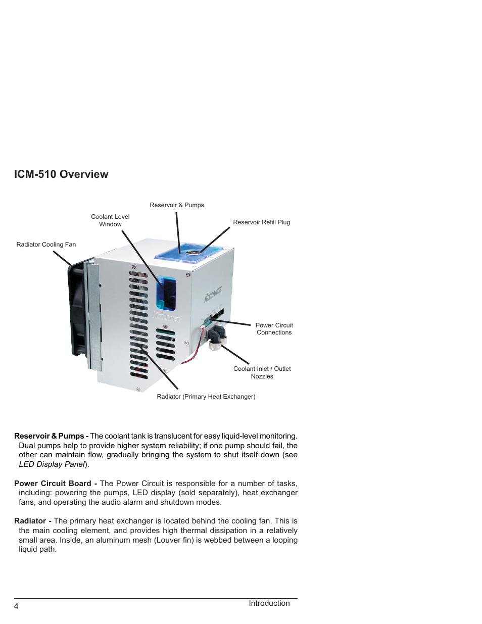 Icm-510 overview | Koolance ICM-510 User Manual | Page 9 / 36