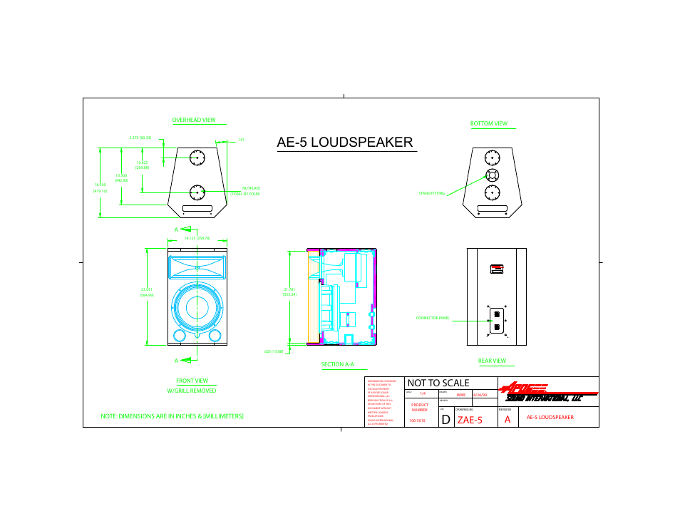 Bogen Loudspeaker AE-5 User Manual | 1 page