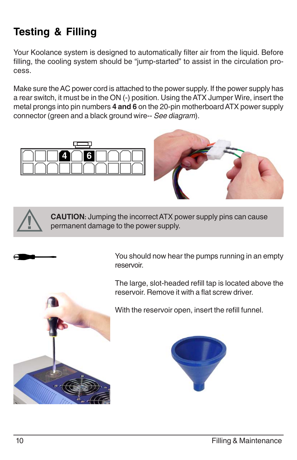 Testing & filling | Koolance PC3-420SL User Manual | Page 15 / 22