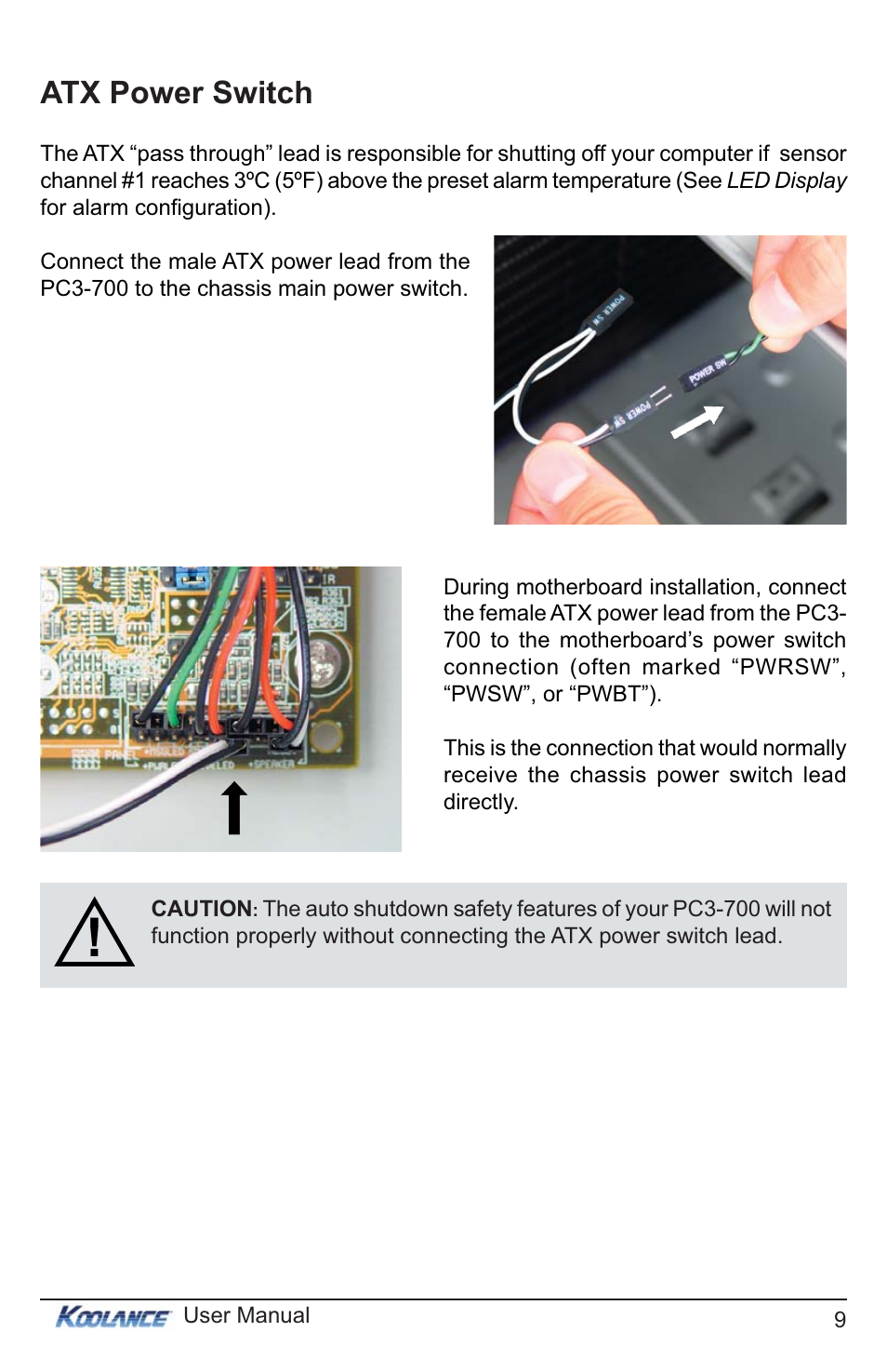 Atx power switch | Koolance PC3-736SL User Manual | Page 14 / 29