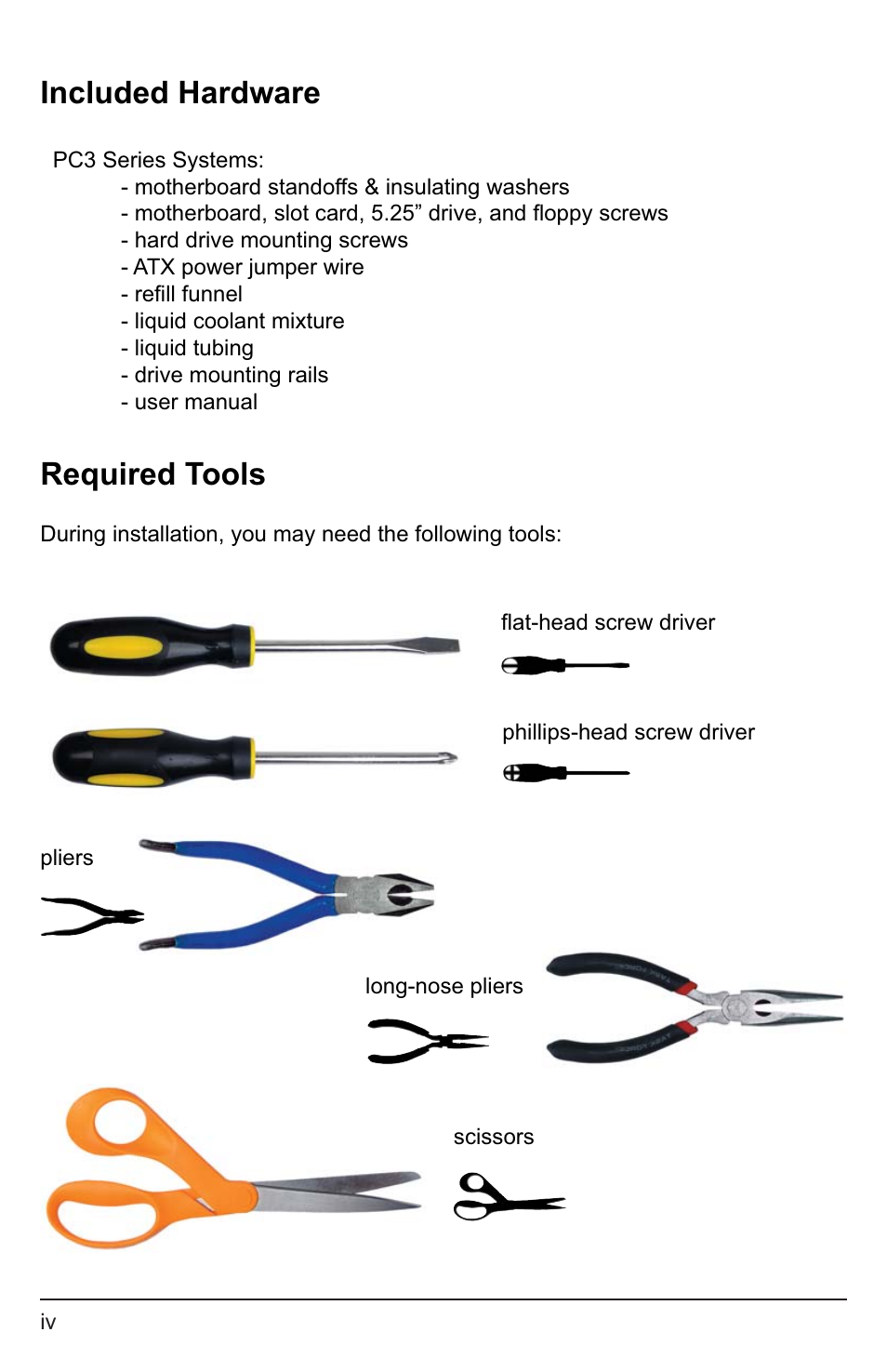 Included hardware, Required tools | Koolance PC3-736SL User Manual | Page 5 / 29