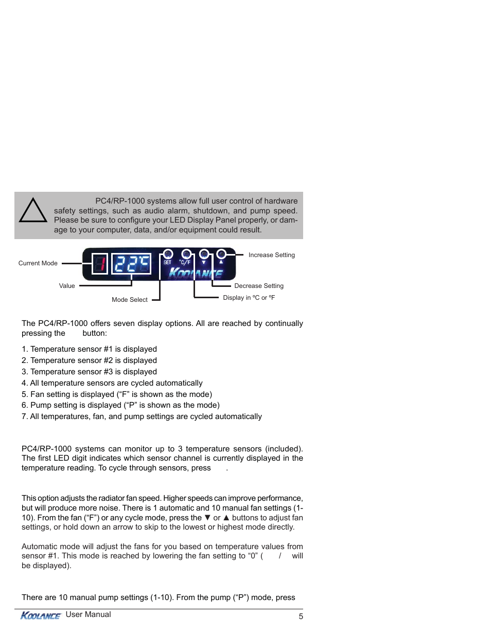 Led display panel | Koolance RP-980SL User Manual | Page 10 / 30