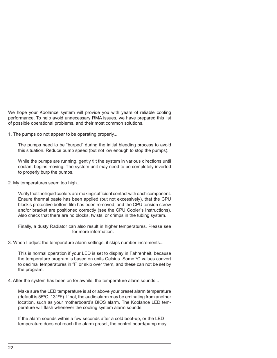 Troubleshooting | Koolance RP-980SL User Manual | Page 27 / 30