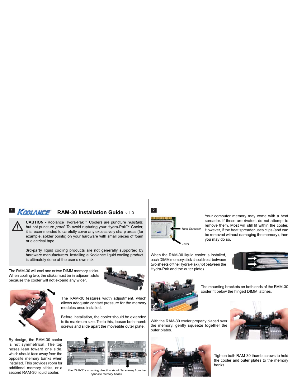 Koolance RAM-30-V06 User Manual | 1 page