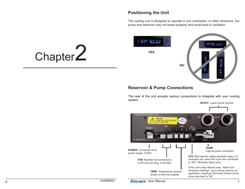 Chapter, Installation | Koolance RP-985 User Manual | Page 7 / 15