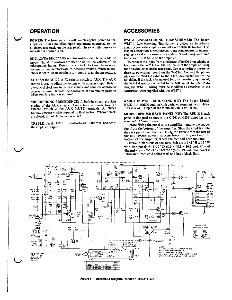 Operation, Accessories | Bogen C10B User Manual | Page 3 / 3