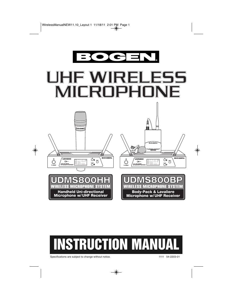 Bogen UDMS800BP User Manual | 20 pages