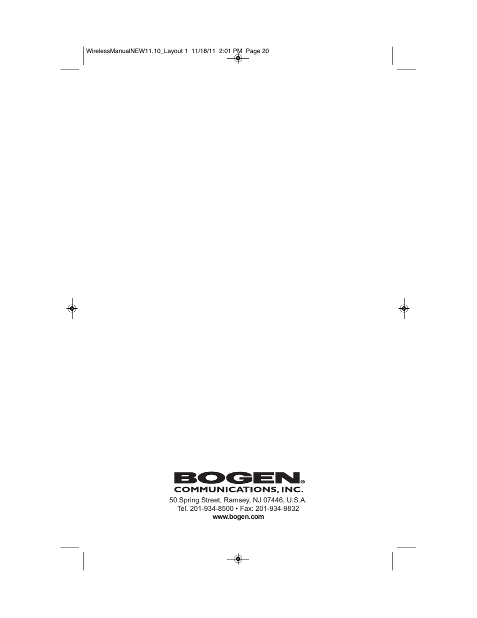 Bogen UDMS800BP User Manual | Page 20 / 20