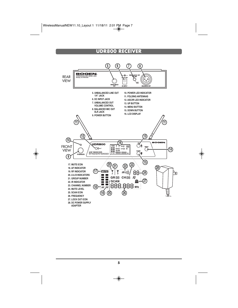 Udr800 receiver | Bogen UDMS800BP User Manual | Page 7 / 20