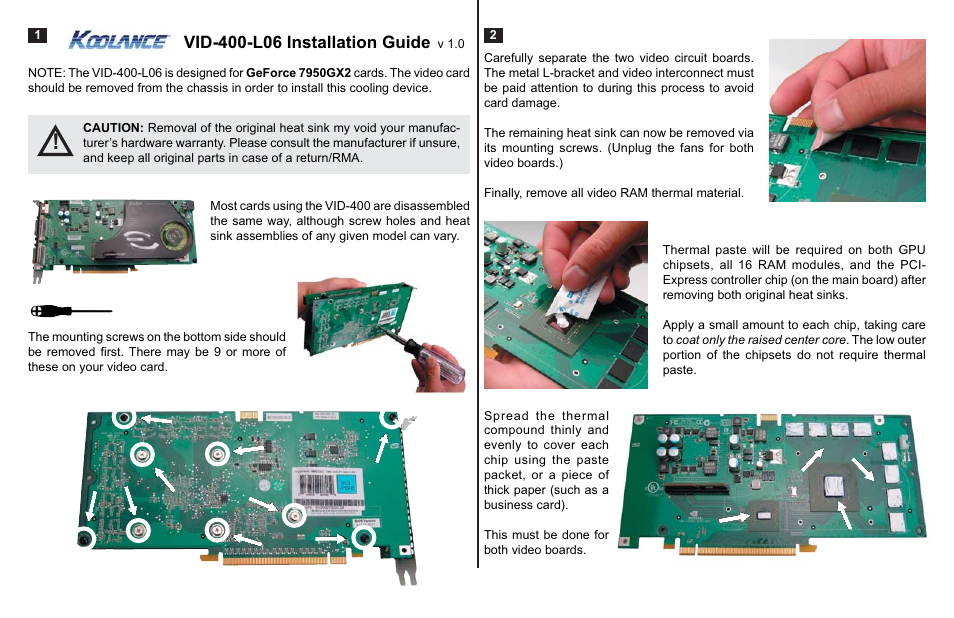 Koolance VID-400-L06 User Manual | 2 pages