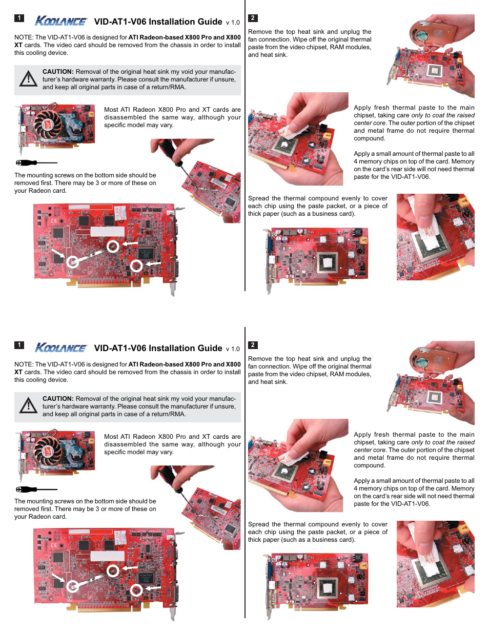 Koolance VID-AT1-V06 User Manual | 2 pages