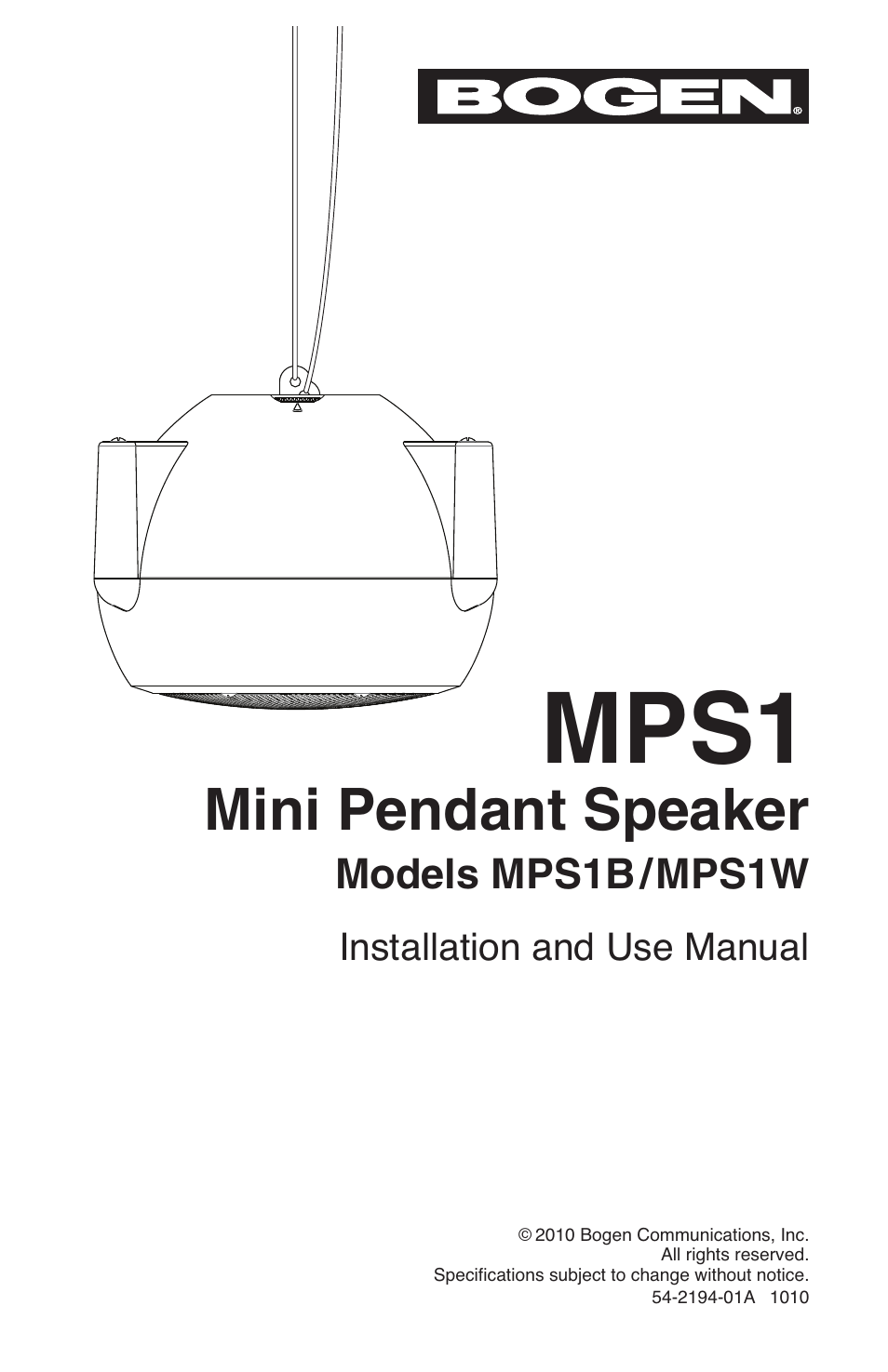 Bogen MPS1W User Manual | 4 pages