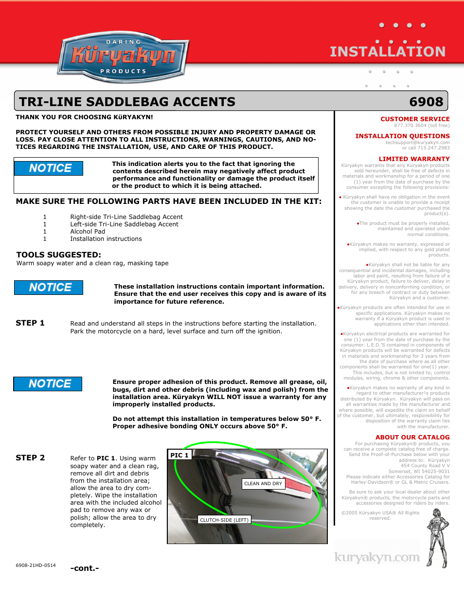 Kuryakyn 6908 TRI-LINE SADDLEBAG ACCENTS User Manual | 2 pages