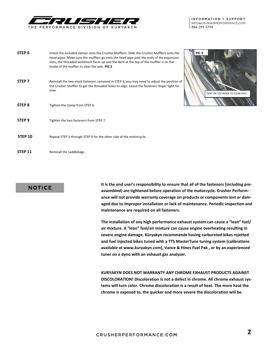 Kuryakyn 563 MAVERICK 4 SLIP ‐ONS for TOURING & TRIKE — CHROME User Manual | Page 2 / 3