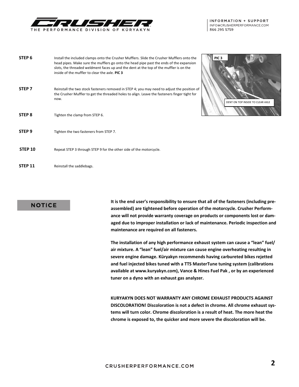 Kuryakyn 564 MAVERICK 4 SLIP ‐ONS for TOURING & TRIKE — BLACK User Manual | Page 2 / 3